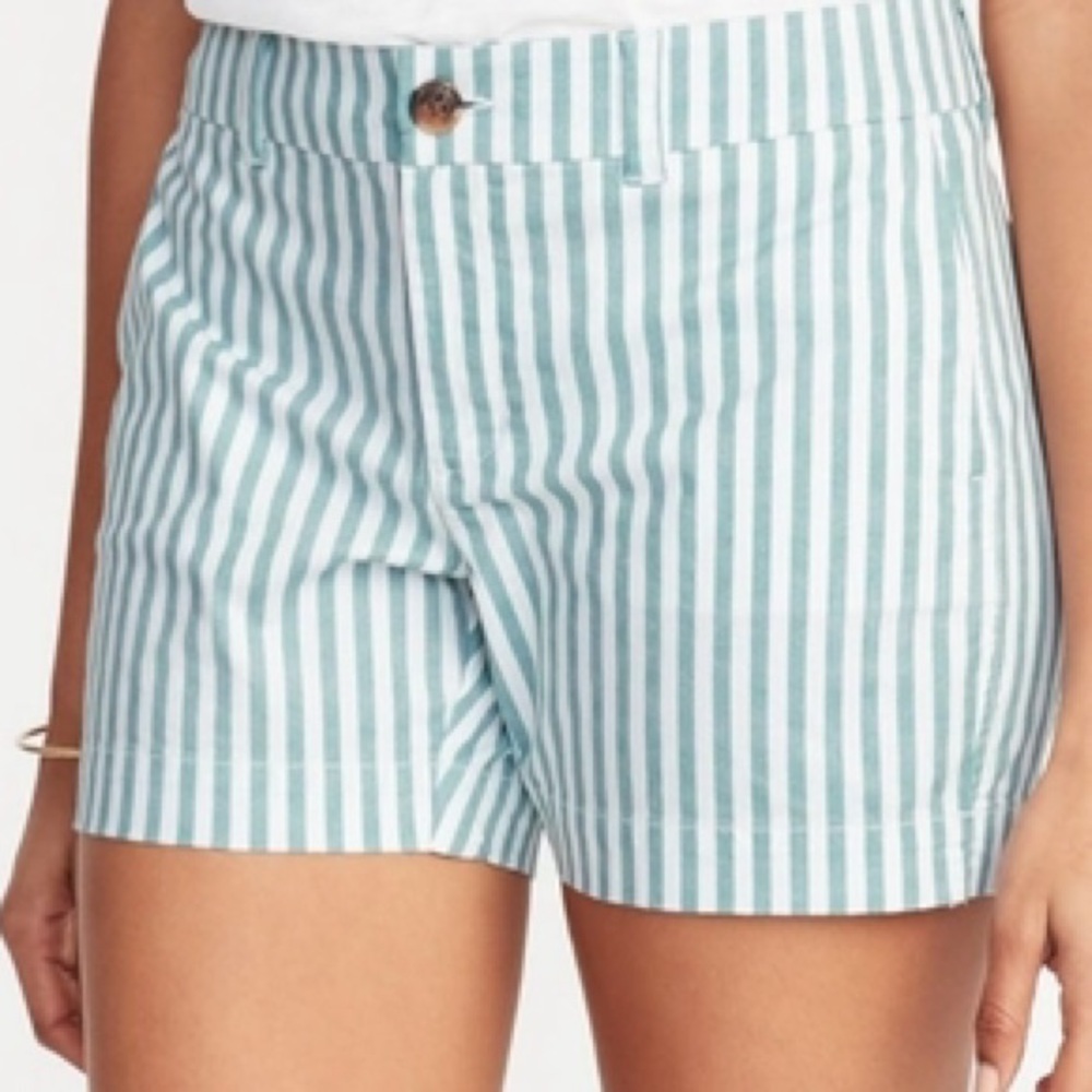 NEW!! Old‎ Navy Everyday Shorts 5” Inseam Green and White Stripe